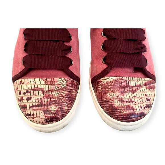 Lanvin suede sneakers‎ with lizard cap toe,  size 39EU, Pink/Red - Picture 5 of 11